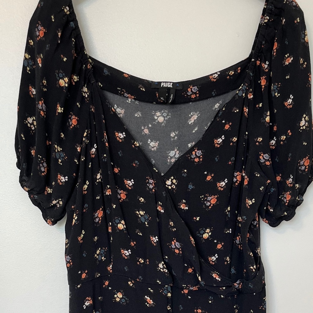 Paige flowered faux-wrap midi dress